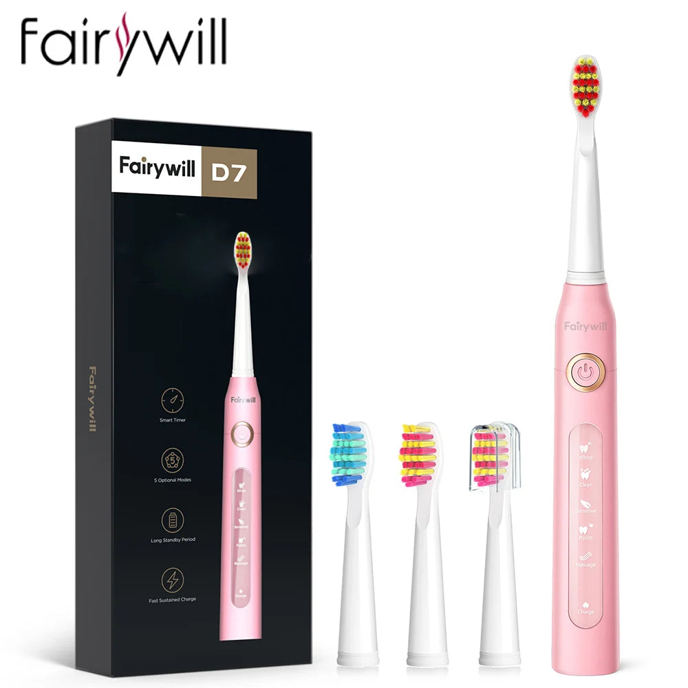 Fairywill FW507 Electric Sonic Toothbrush USB Rechargeable