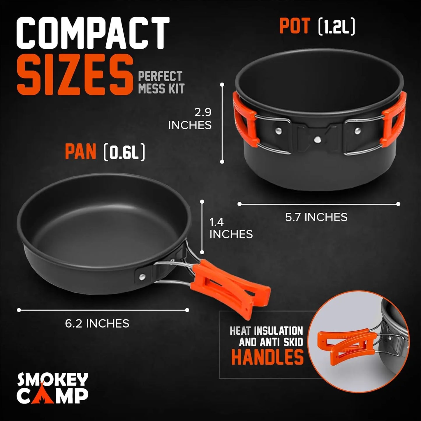 Portab Camping Cookware Mess Kit With Stove Nonstick