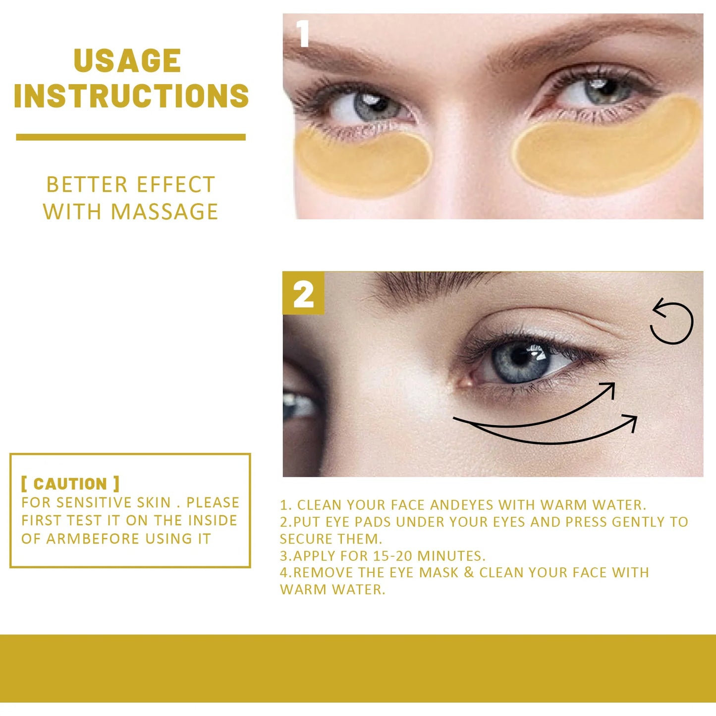 Eelhoe 24K Gold Under Eye Patches Anti Aging Moisturizing