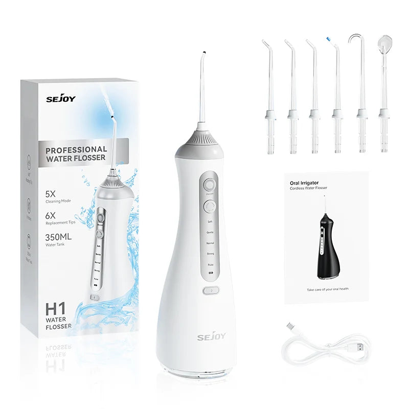 Sejoy Electric Oral Irrigator IPX7 Cordless Water Flosser With 6 Modes