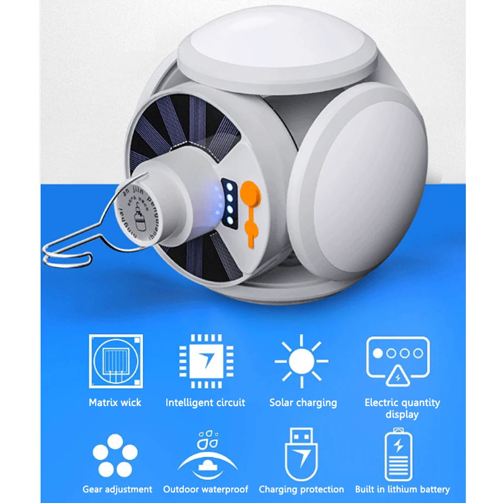 Shunmaii LED Solar Camping Lantern Rechargeable Flashlight