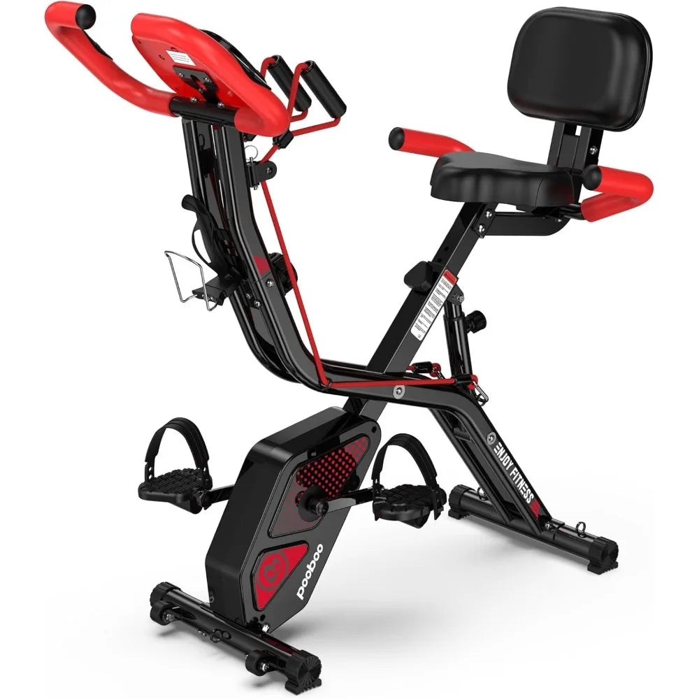 Folding Exercise Bike With Back Support Pad For Home Gym