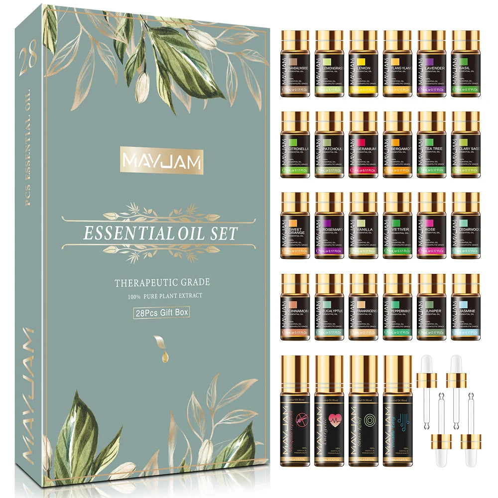 MAYJAM Pure Essential Oils Gift Set For Diffuser Lavender Vanilla Sage Jasmine