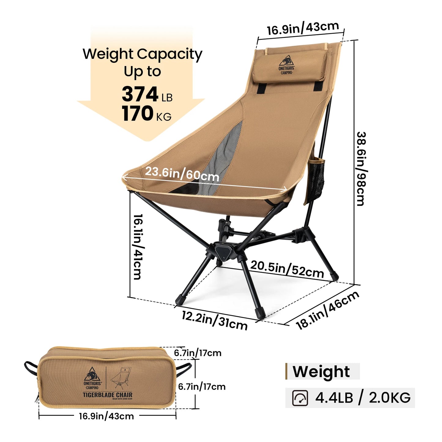 OneTigris Tigerblade High Back Portable Camping Chair
