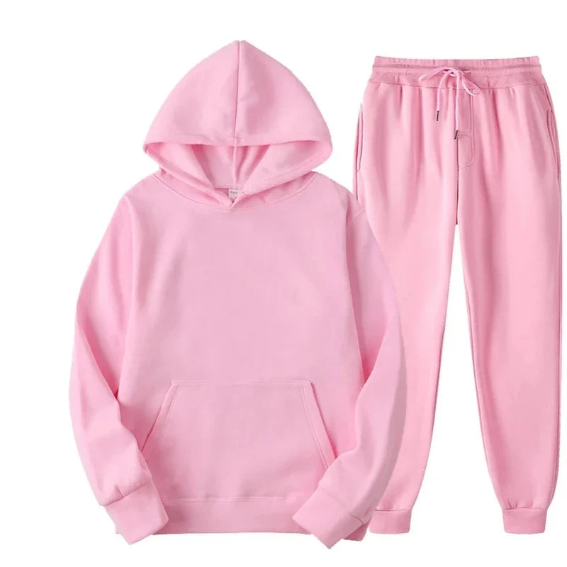 NONECN Velvet Warm Hoodie Jogger Set