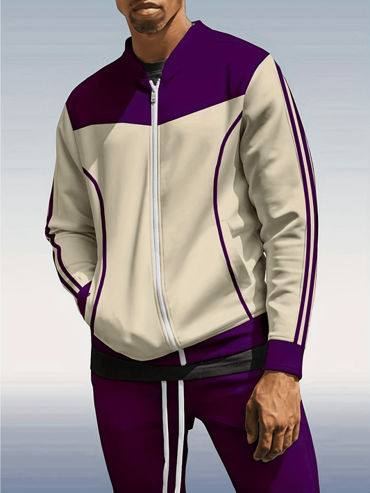 Men's Classic 2-Piece Casual Sports Suit Set Polyester Fabric