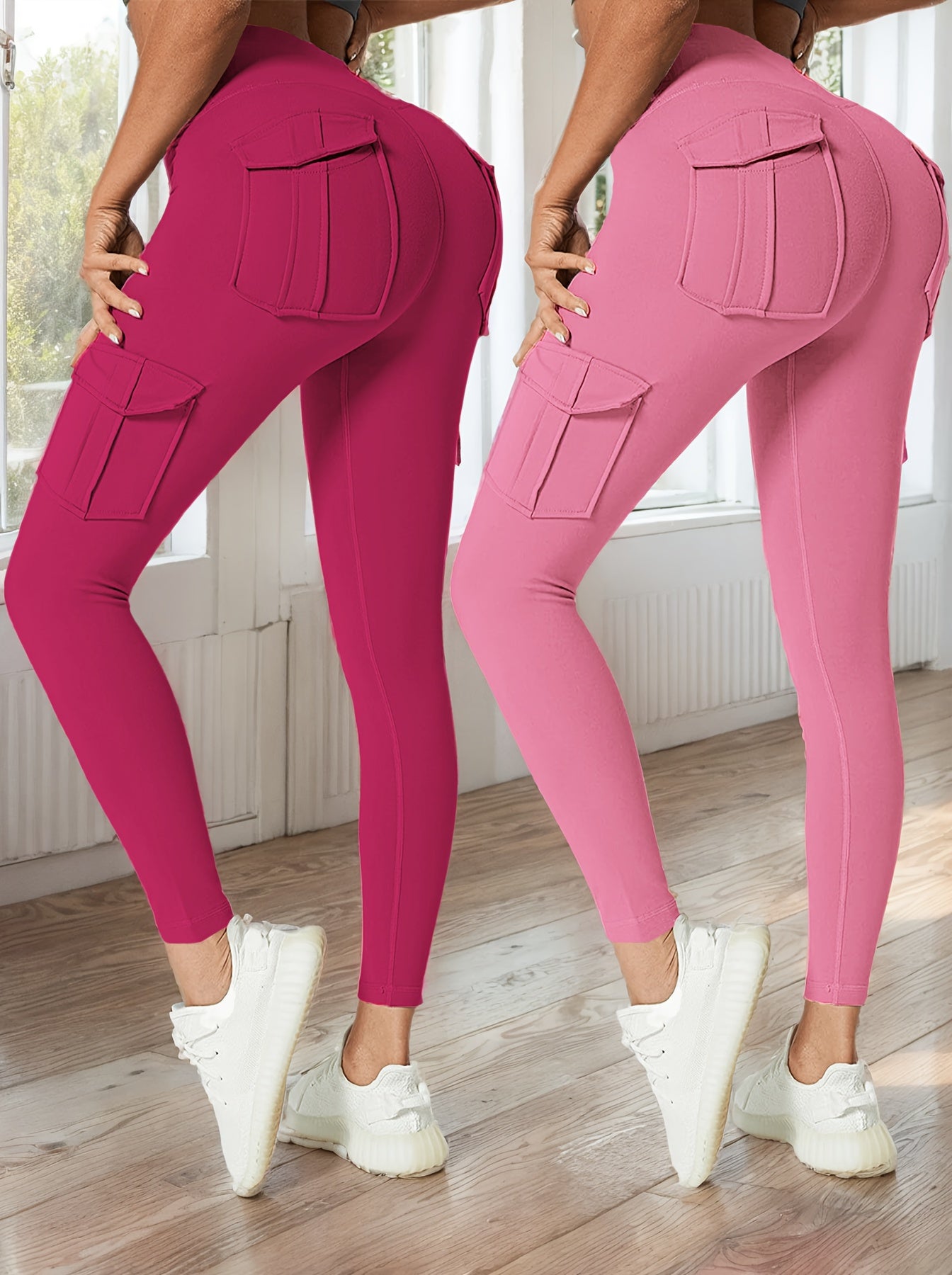 JEGGE High Waisted Yoga Leggings Set With Pockets For Running