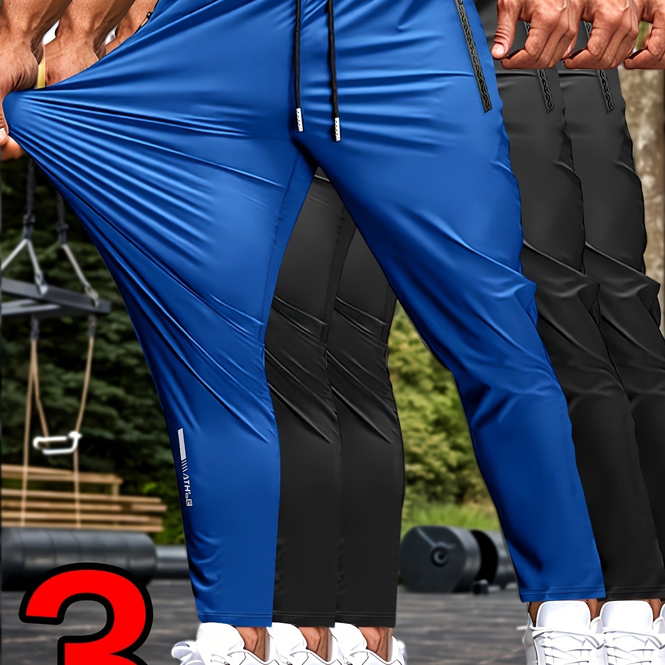 HIDKAT Men Set Breathable Stretch Pants With Zippered Pockets