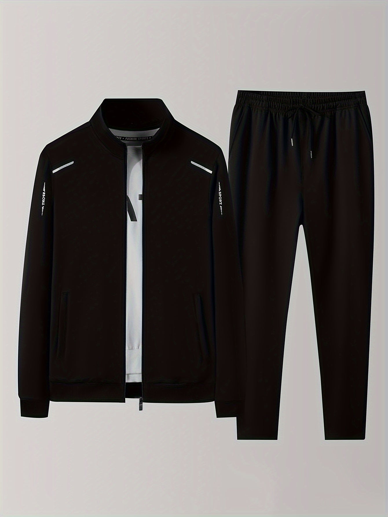 Men's Zip Up Jacket and Sweatpants Set for Spring Autumn