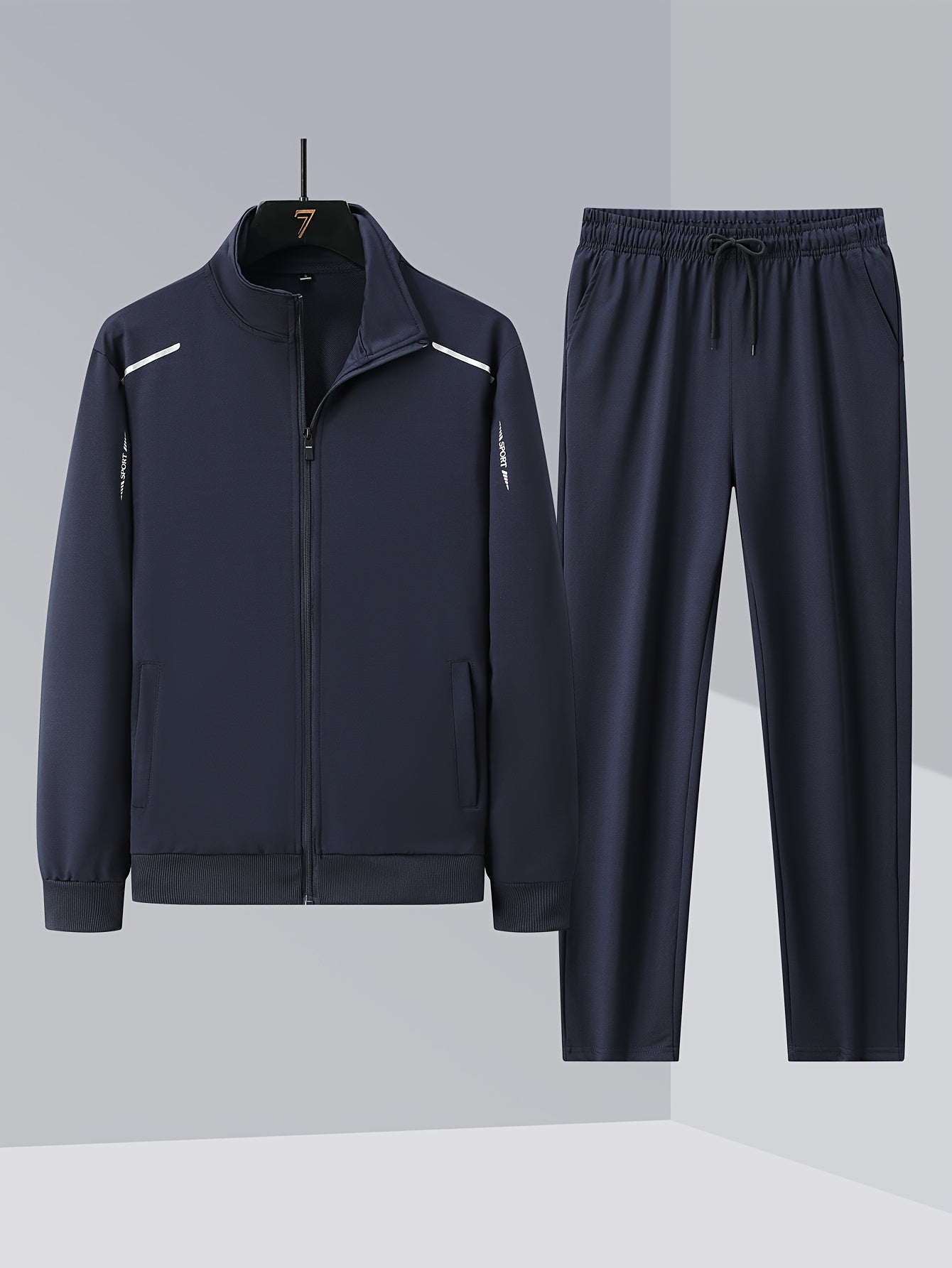 Men's Zip Up Jacket and Sweatpants Set for Spring Autumn