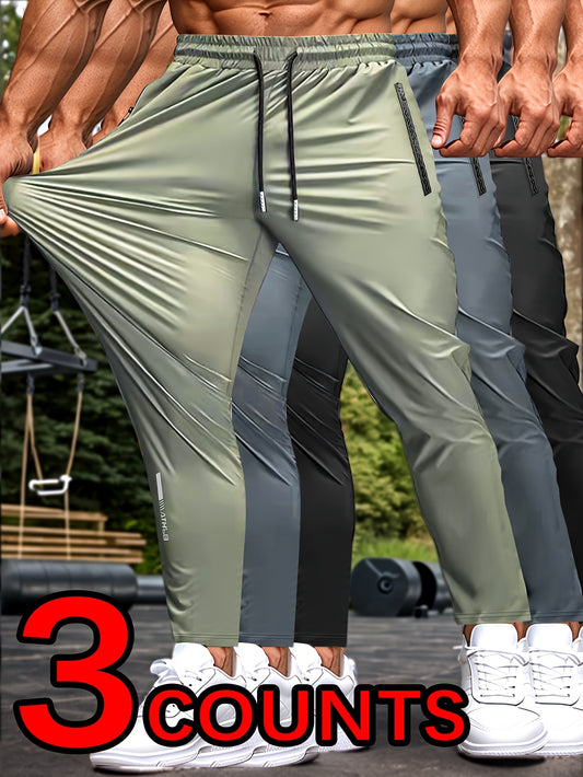 HIDKAT Men Set Breathable Stretch Pants With Zippered Pockets