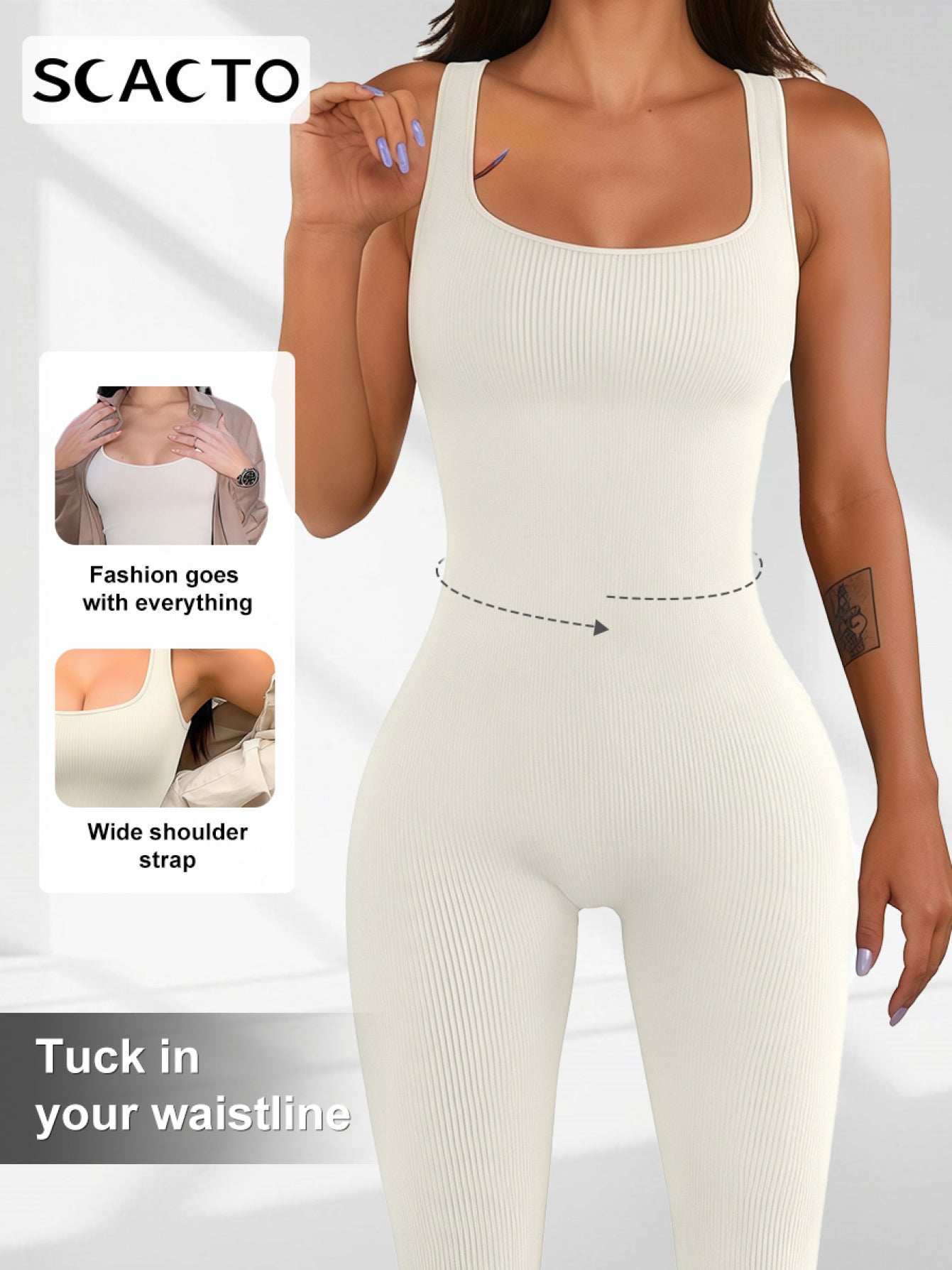 SCACTO Seamless Spandex Jumpsuit For Women High Elastic Workout Romper