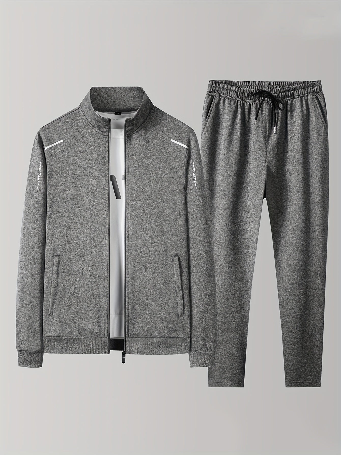 Men's Zip Up Jacket and Sweatpants Set for Spring Autumn
