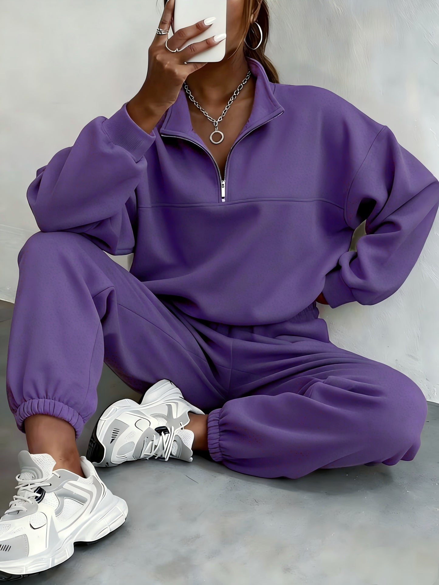 WCQ Womens Two Piece Sweat Set For Winter Warmth Comfort