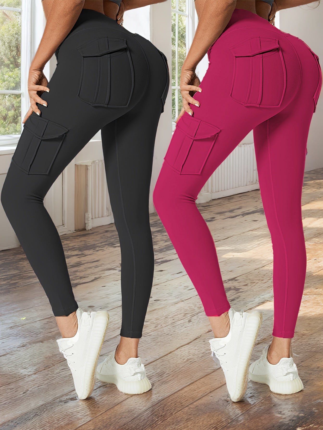 JEGGE High Waisted Yoga Leggings Set With Pockets For Running