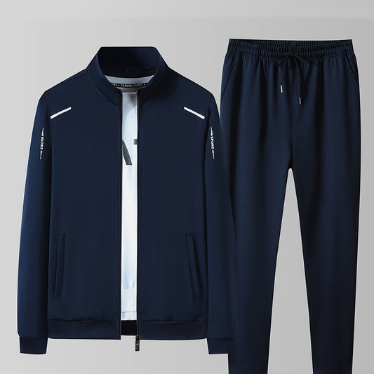 Men's Zip Up Jacket and Sweatpants Set for Spring Autumn