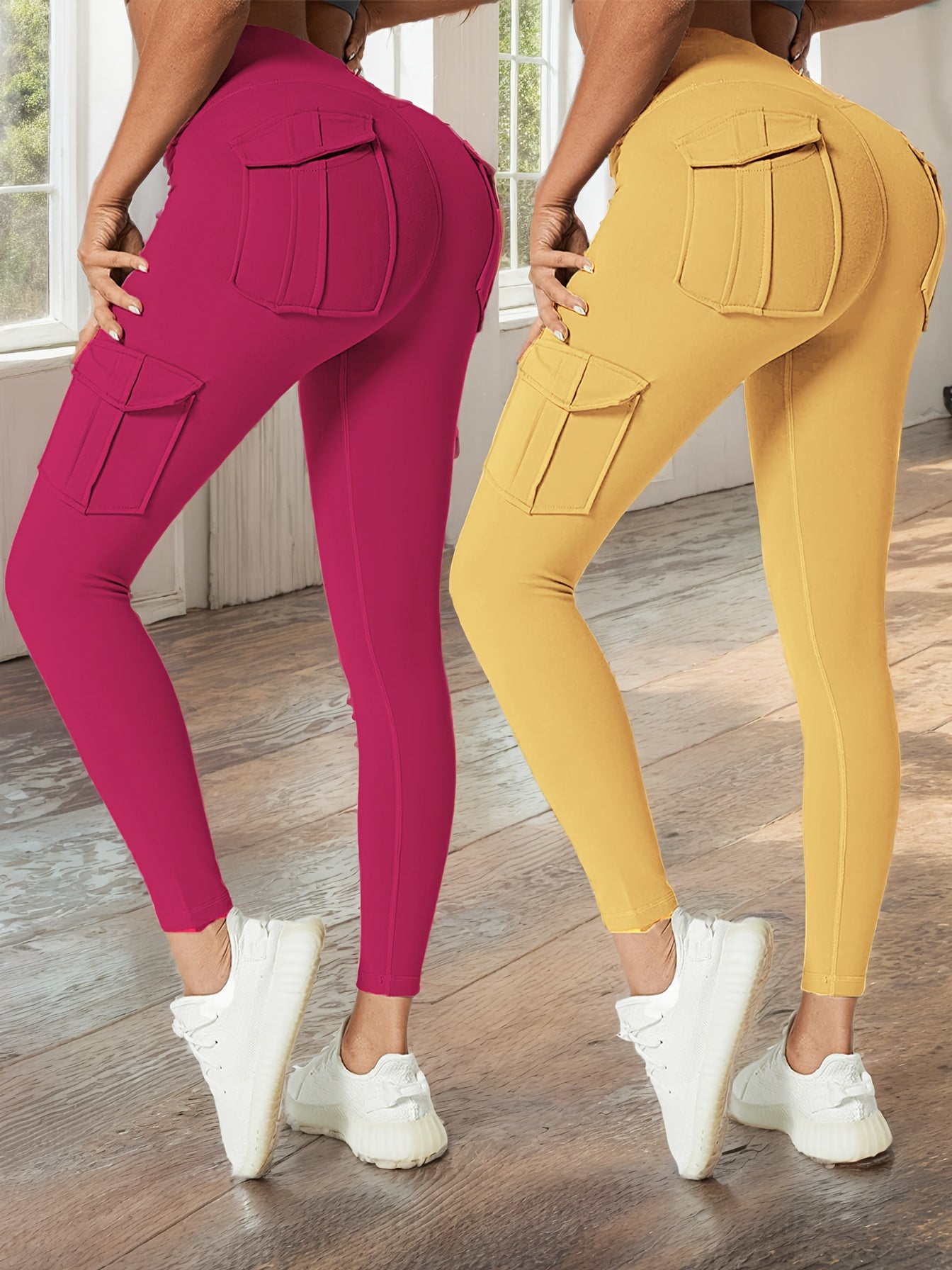 JEGGE High Waisted Yoga Leggings Set With Pockets For Running